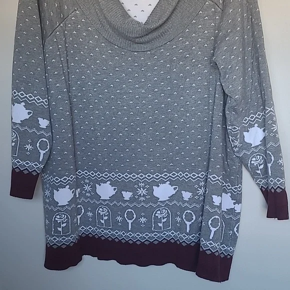 BEAUTY AND THE BEAST Soft Cozy Off Shoulder Sweater Women's 3X TORRID x DISNEY - Picture 6 of 12
